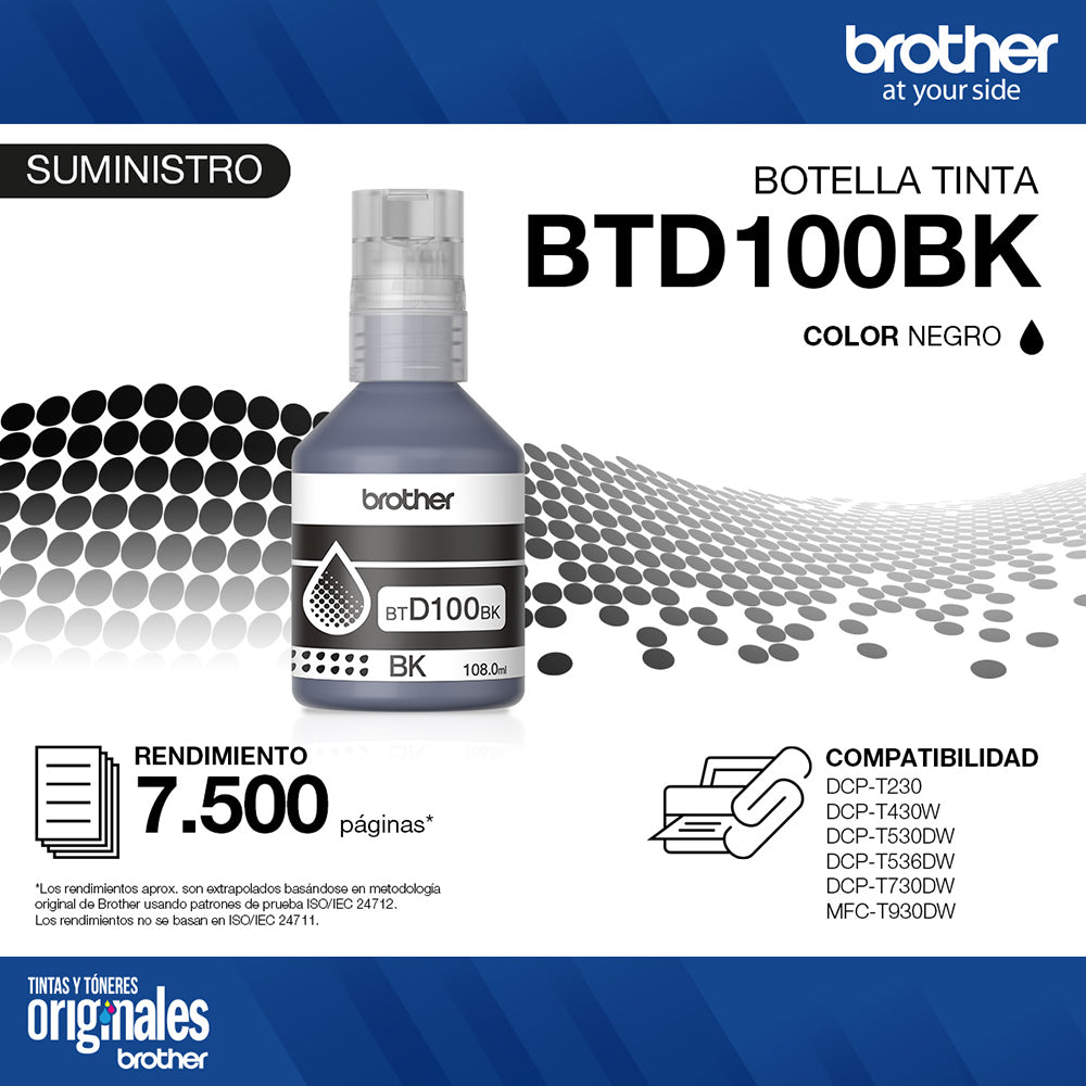 TINTA BTD100BK NEGRA BROTHER