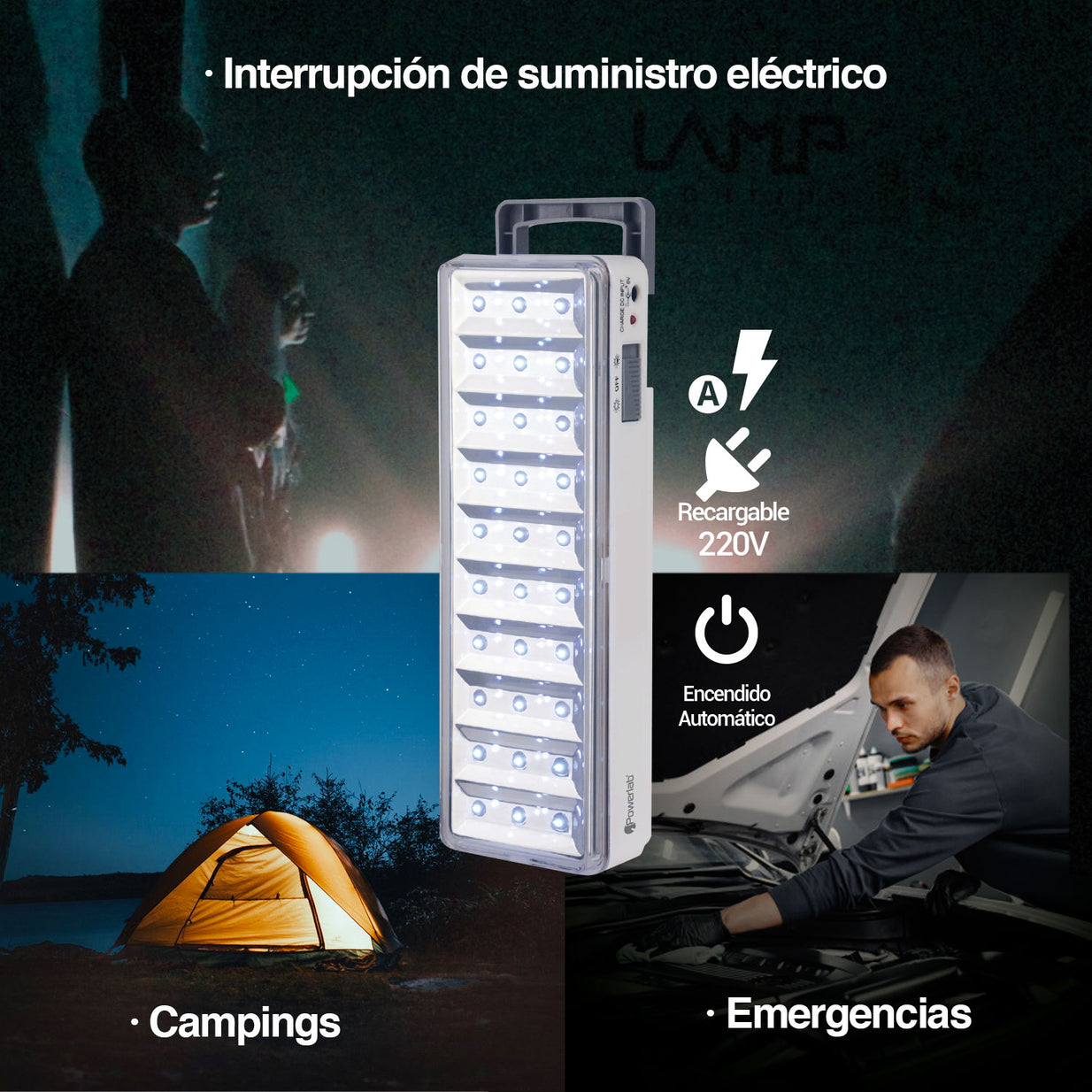 LAMPARA EMERGENCIA POWERLAB 30 LEDS 7258