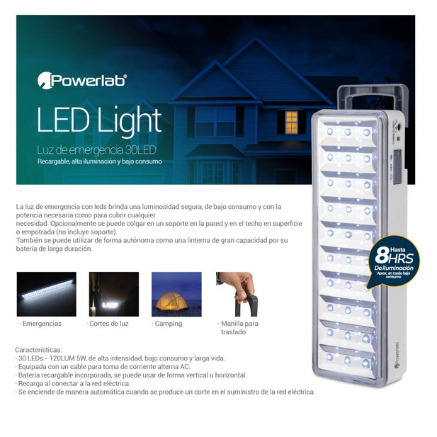 LAMPARA EMERGENCIA POWERLAB 30 LEDS 7258
