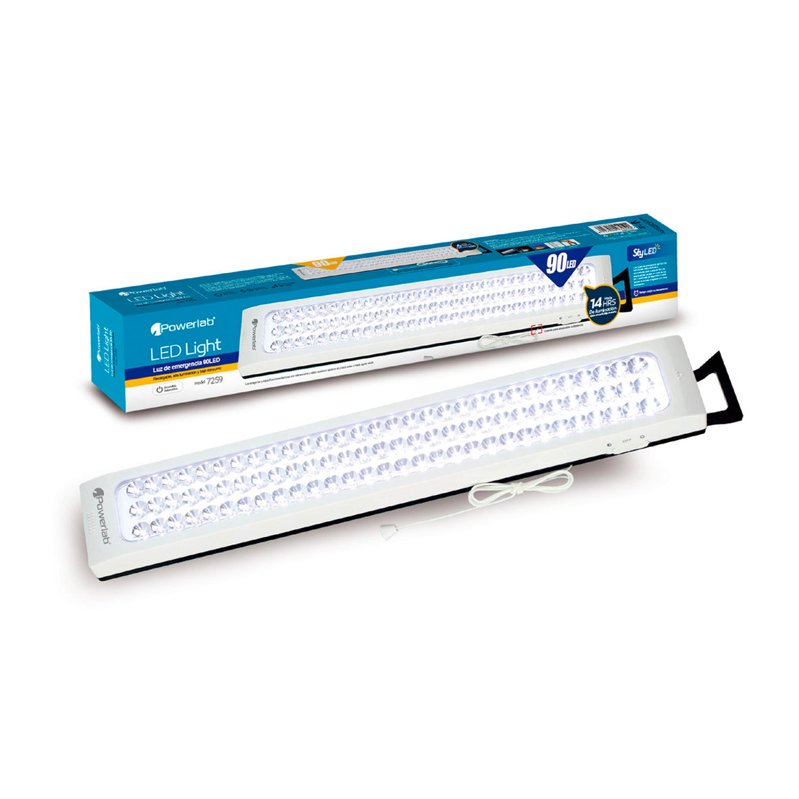 LAMPARA EMERGENCIA POWERLAB 90 LEDS USB 7259