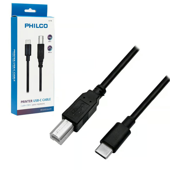 CABLE IMPRESORA USB-C A USB-B - 1.8 M PHILCO 42196