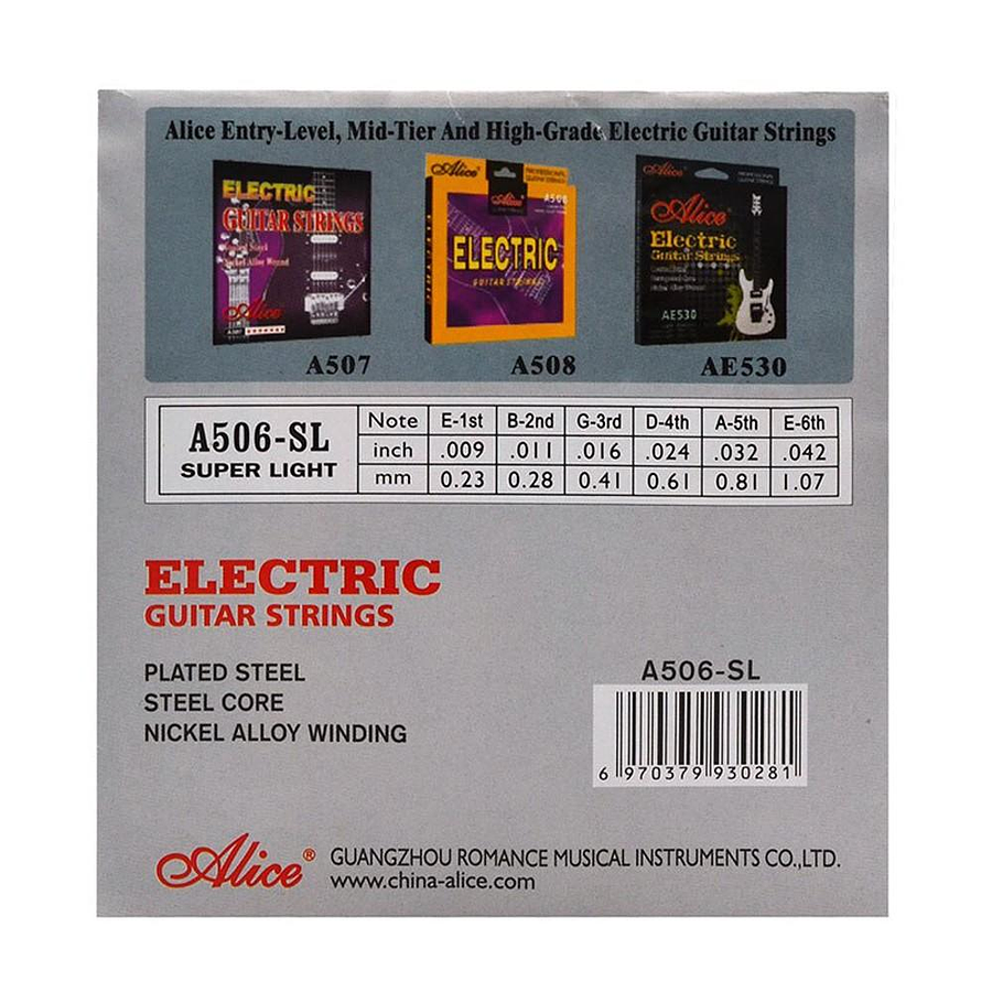 SET CUERDA GUITARRA ELECTRICA ALICE A506 SL 0.009-0.042