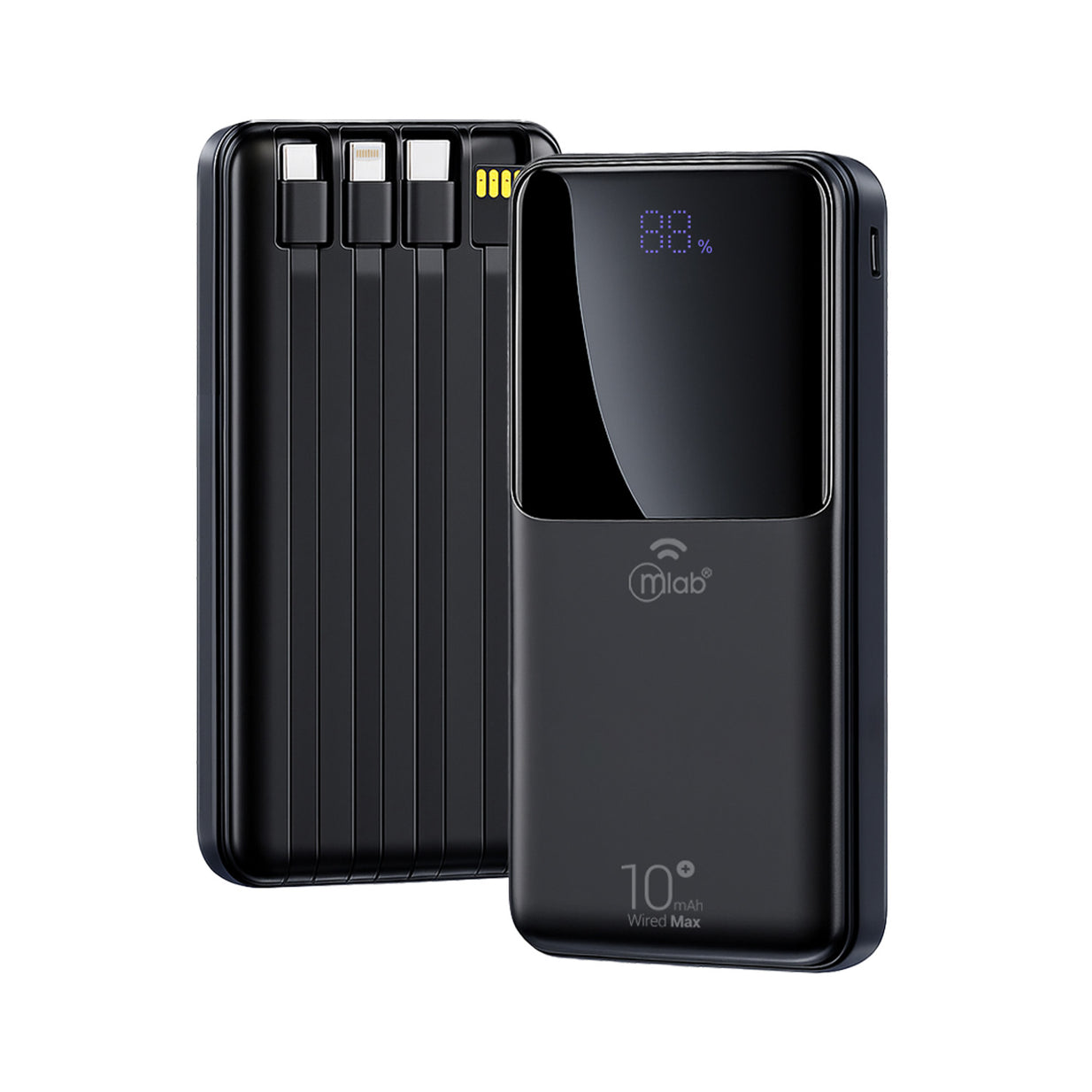 Powerbank Mlab 9659 Wired Max 10.000mAh Carga Rápida 22.5W Cables Integrados USB-C Lightning