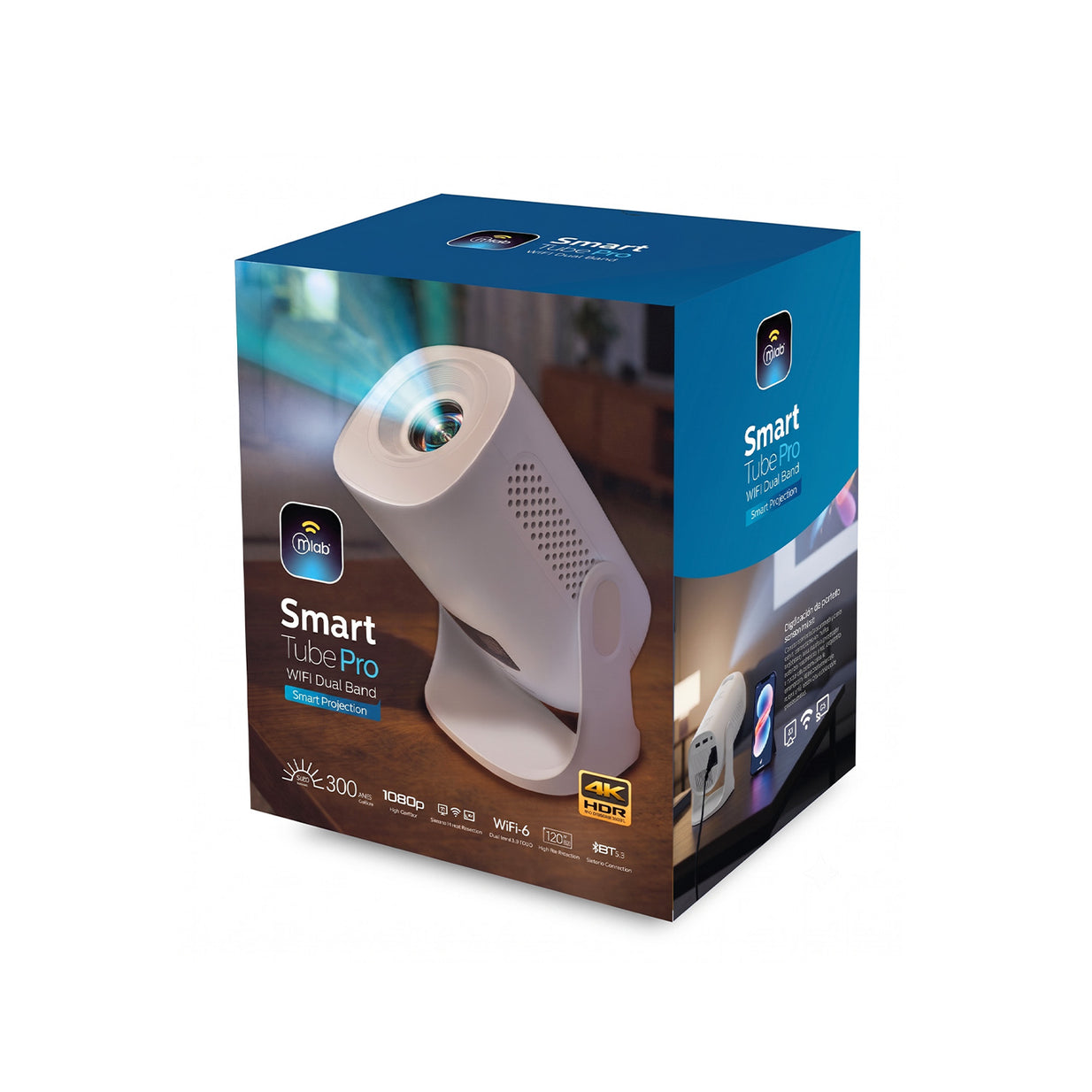 Proyector HD 720p Mlab Smart Tube Pro 9710 Wi-Fi 6