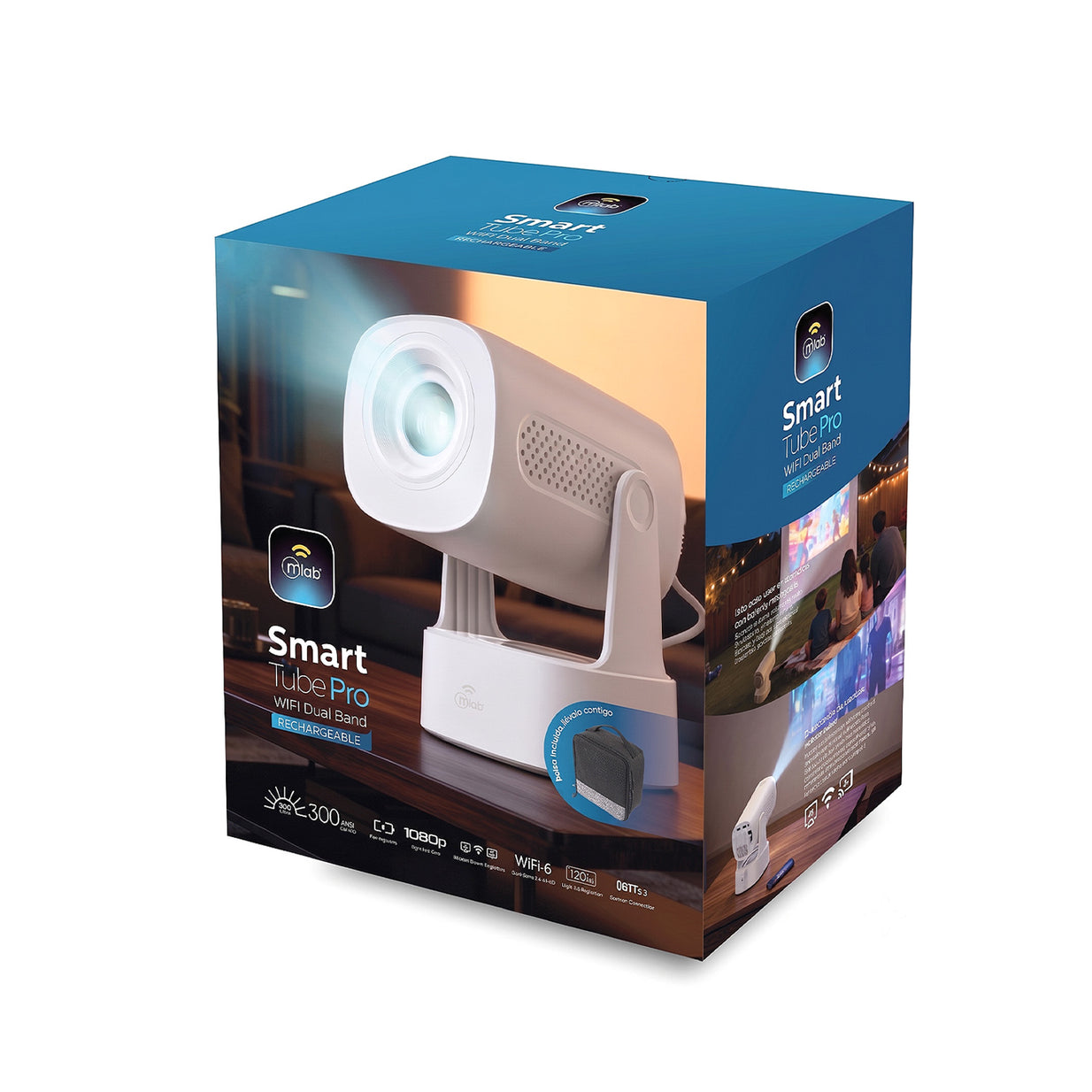 Proyector HD 720p Mlab Smart Tube Pro 9711 con batería y Wi-Fi 6