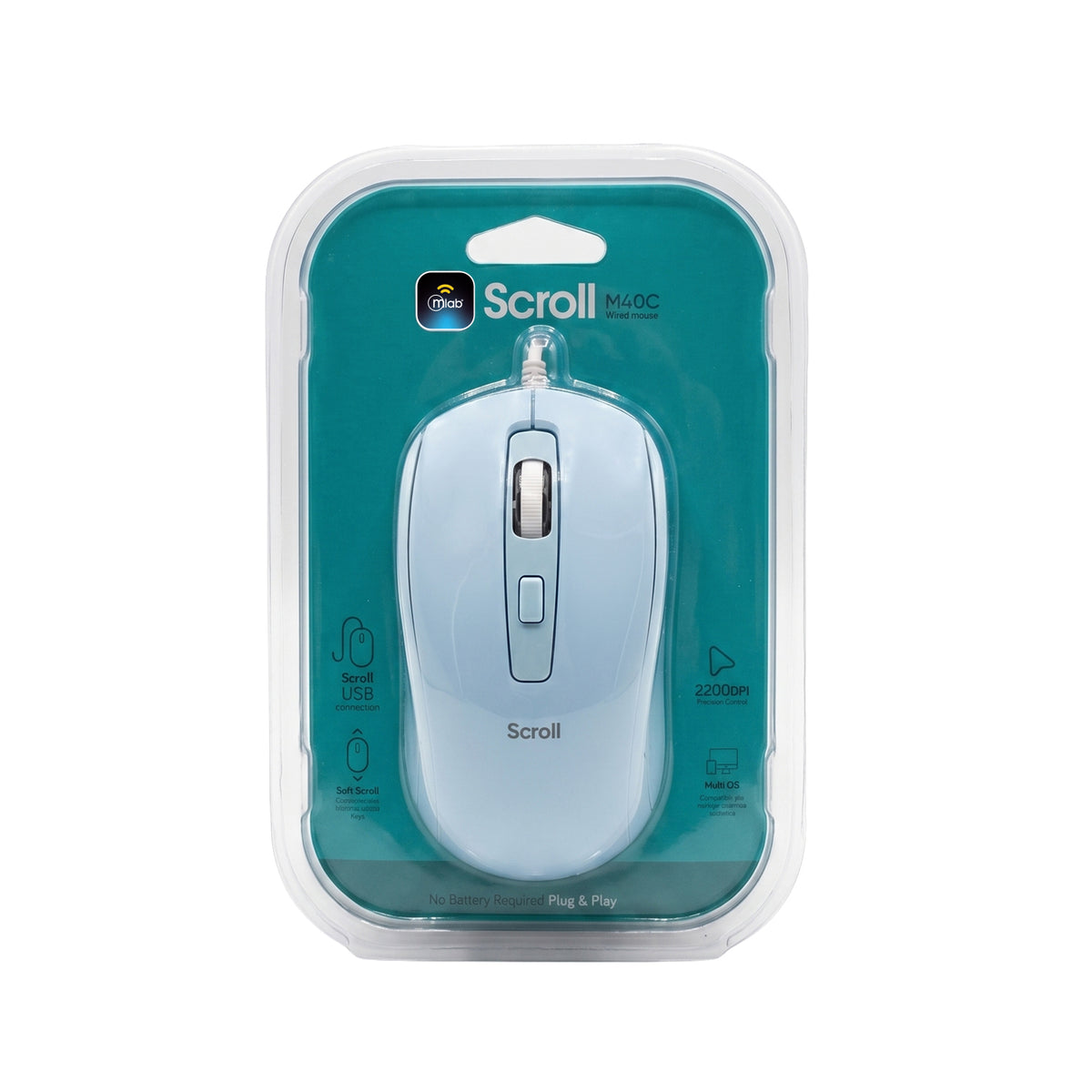 MOUSE MLAB CON CABLE 9729 M40C AZUL