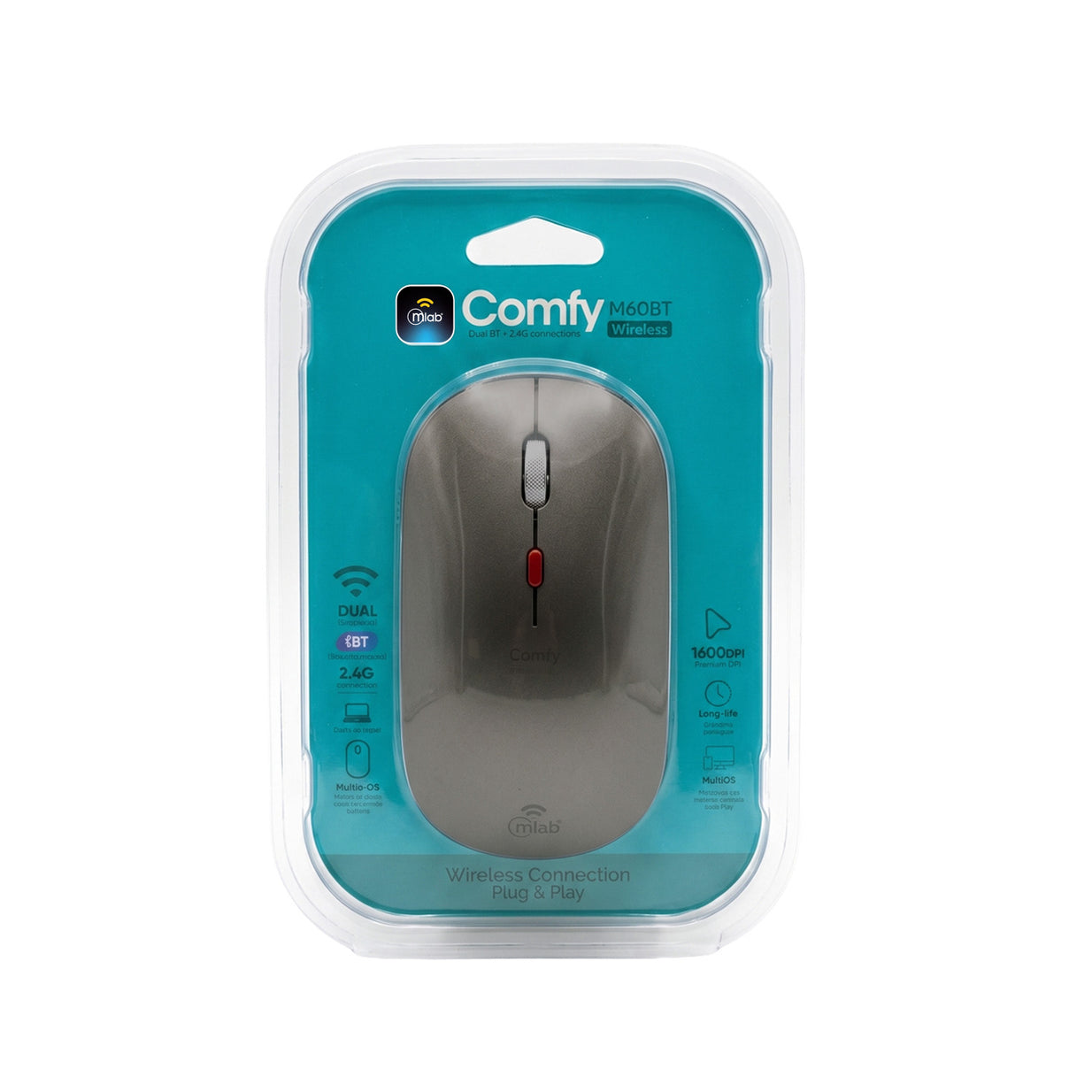 MOUSE MLAB INALAMBRICO 9734 M60BT GRIS BLUETOOTH