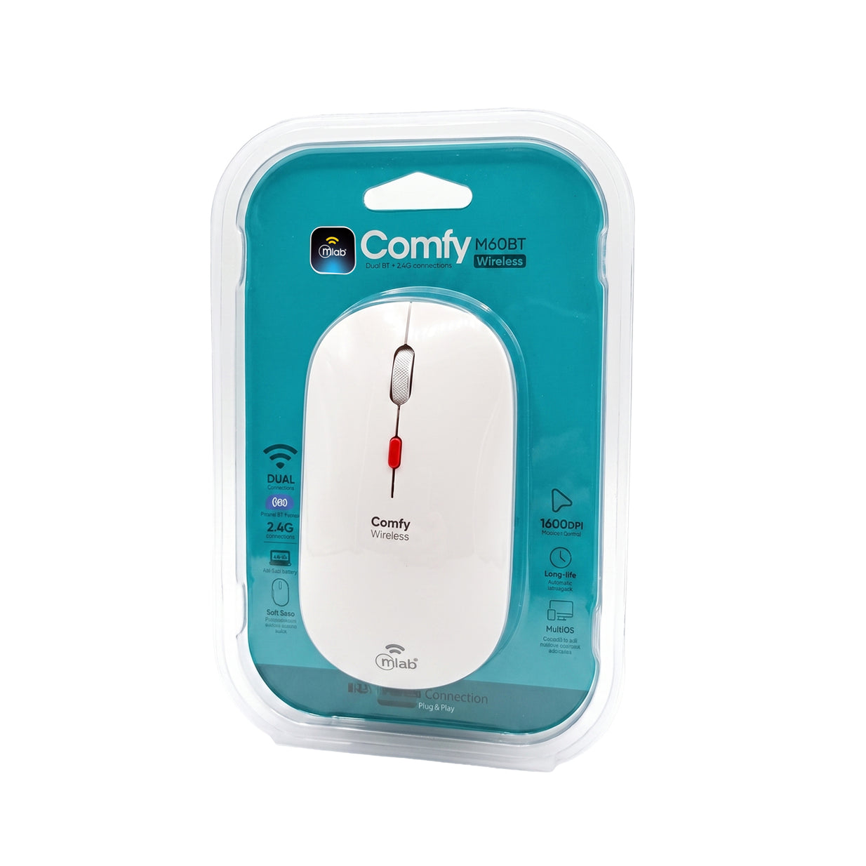 MOUSE MLAB INALAMBRICO 9735 M60BT Blanco BLUETOOTH