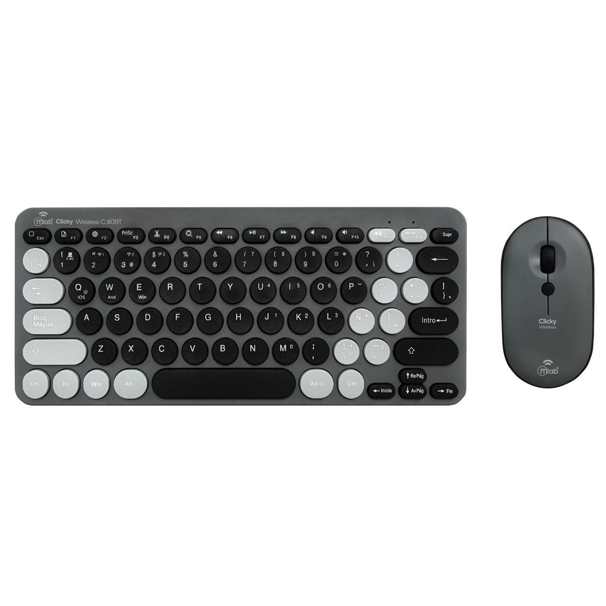 TECLADO MLAB 9740 INALAMBRICO Y BLUETOOTH C80BT GRIS NEGRO