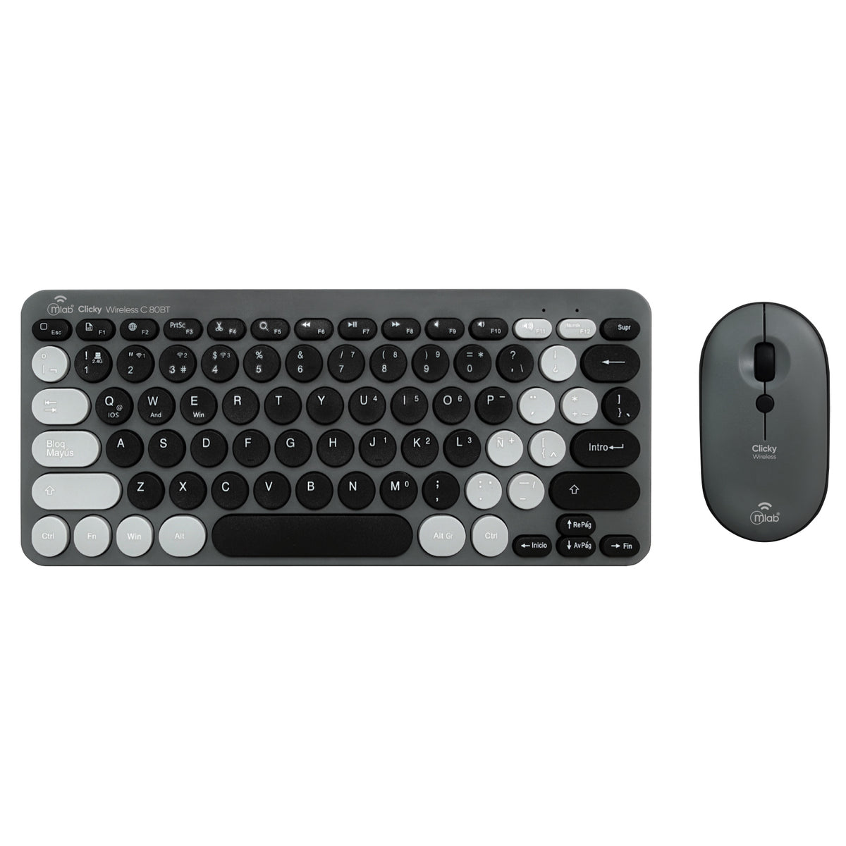 TECLADO MLAB 9740 INALAMBRICO Y BLUETOOTH C80BT GRIS NEGRO
