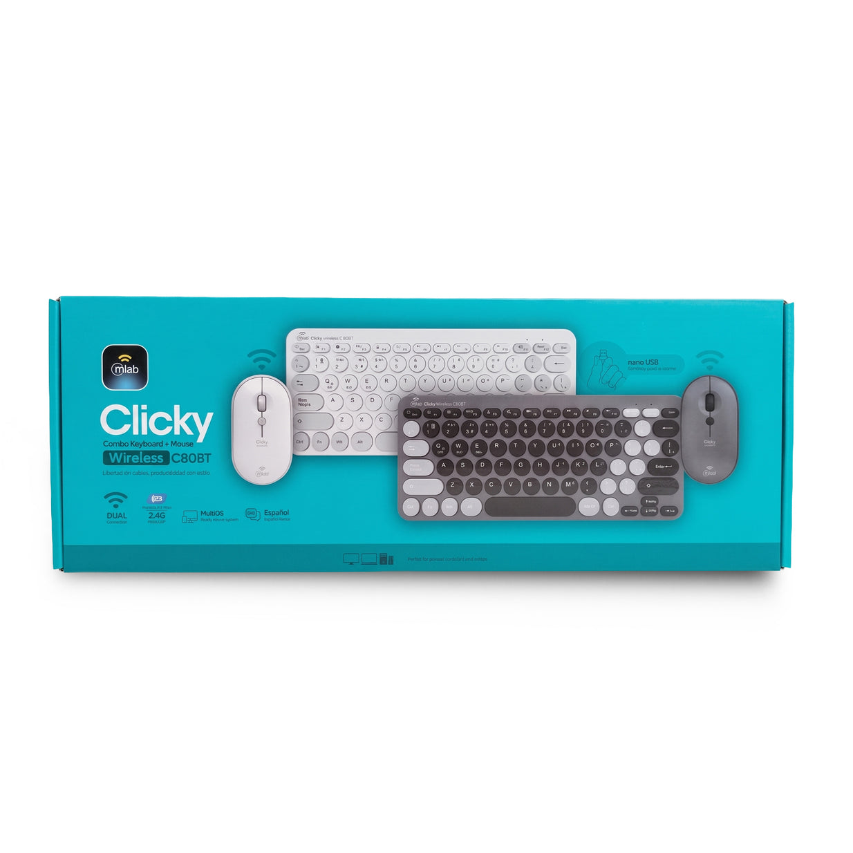 TECLADO MLAB 9740 INALAMBRICO Y BLUETOOTH C80BT GRIS NEGRO
