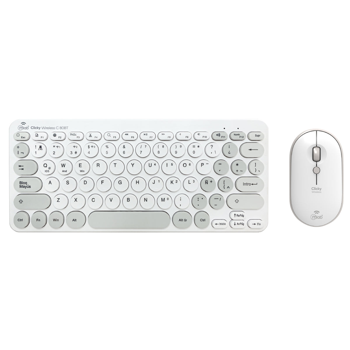 TECLADO MLAB 9741 INALAMBRICO Y BLUETOOTH C80BT GRIS BLANCO