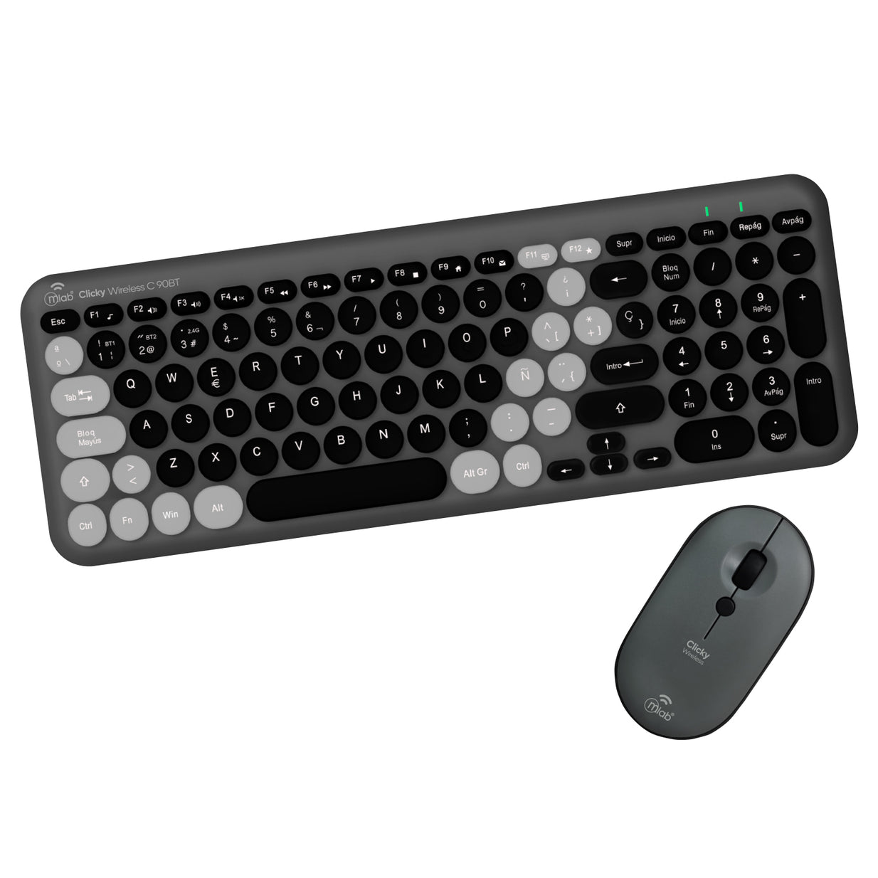 TECLADO INALAMBRICO MLAB 9742 CLICKY C90BT NEGRO GRIS