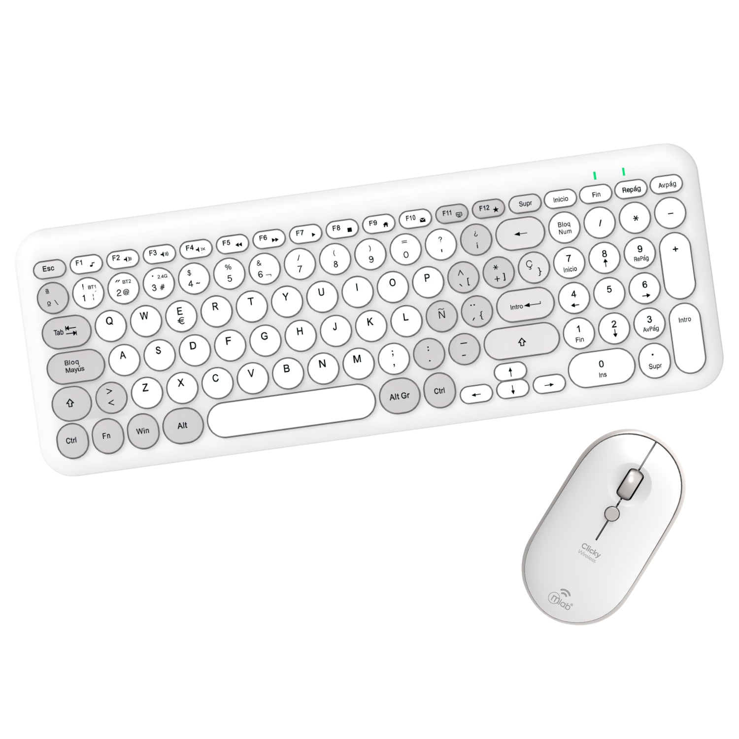 TECLADO INALAMBRICO MLAB 9743 CLICKY C90BT BLANCO GRIS