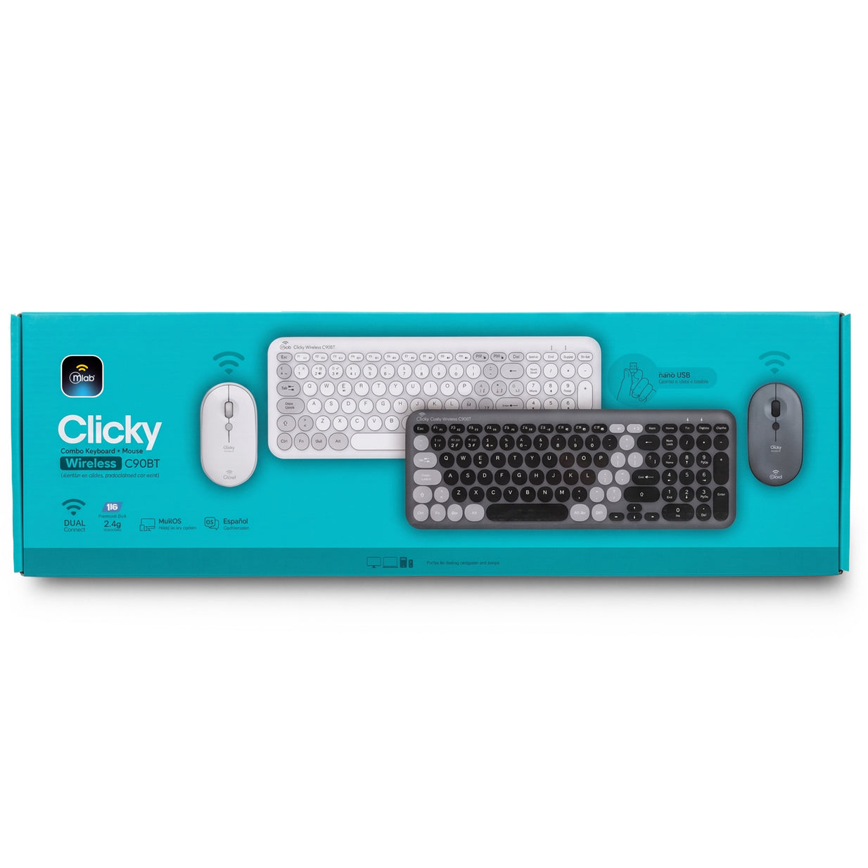 TECLADO INALAMBRICO MLAB 9743 CLICKY C90BT BLANCO GRIS
