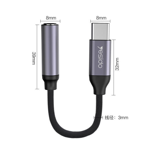 ADAPTADOR 3.5MM A USB C A AUXILIAR YESIDO YAU-19