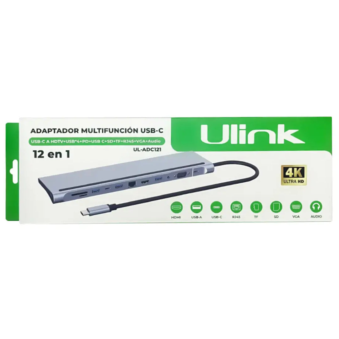 ADAPTADOR MULTIPUERTO TIPO C 12 EN 1 UL-ADC121 ULINK