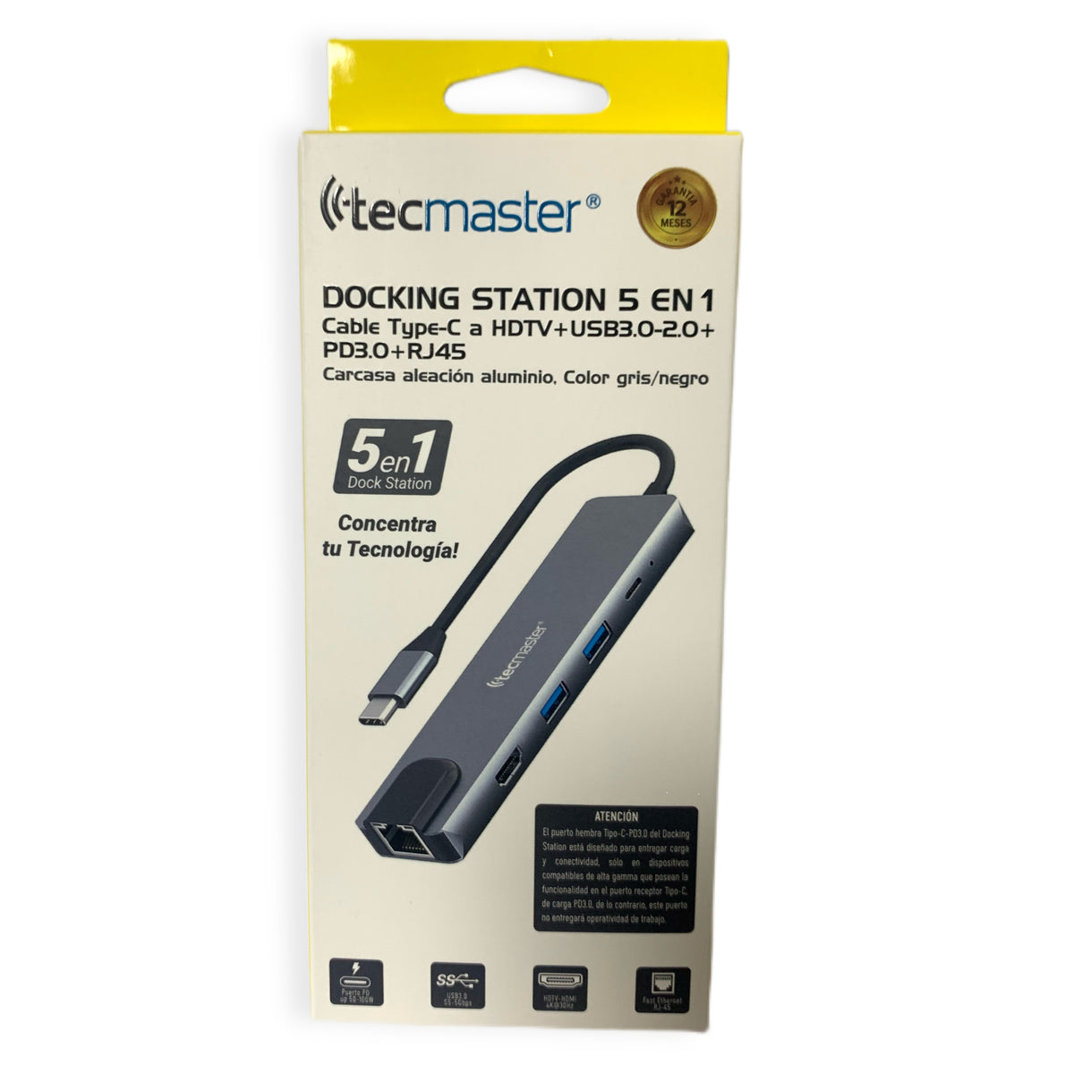 DOCK STATION 5 EN 1 TIPO-C + USB + RJ45 TECMASTER TM-100541