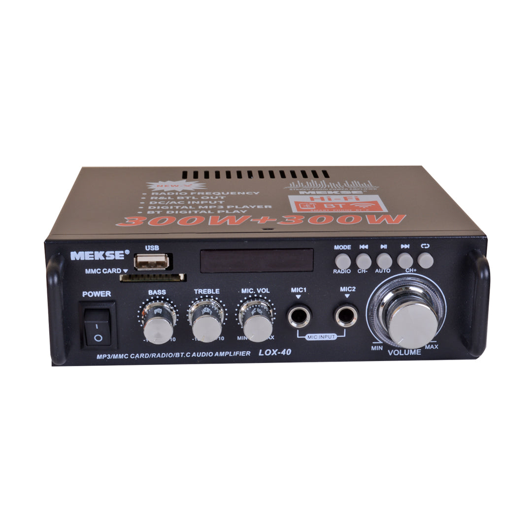 AMPLIFICADOR DE AUDIO 2MIC/BT/USB LOX-40 MEKSE