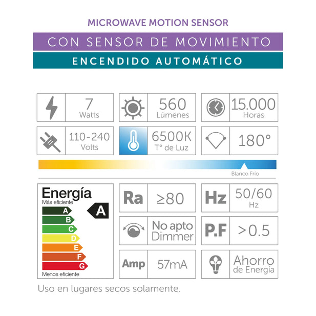 AMPOLLETA LED CON SENSOR DE MOVIMIENTO LEDBY LB-A60MS3