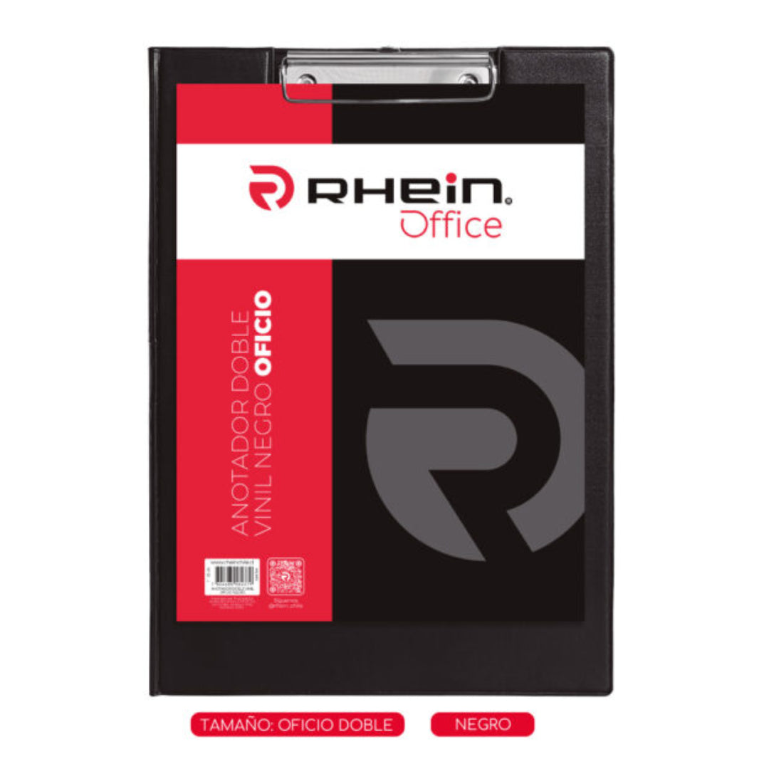 ANOTADOR DOBLE VINIL NEGRO OFICIO RHEIN 558771