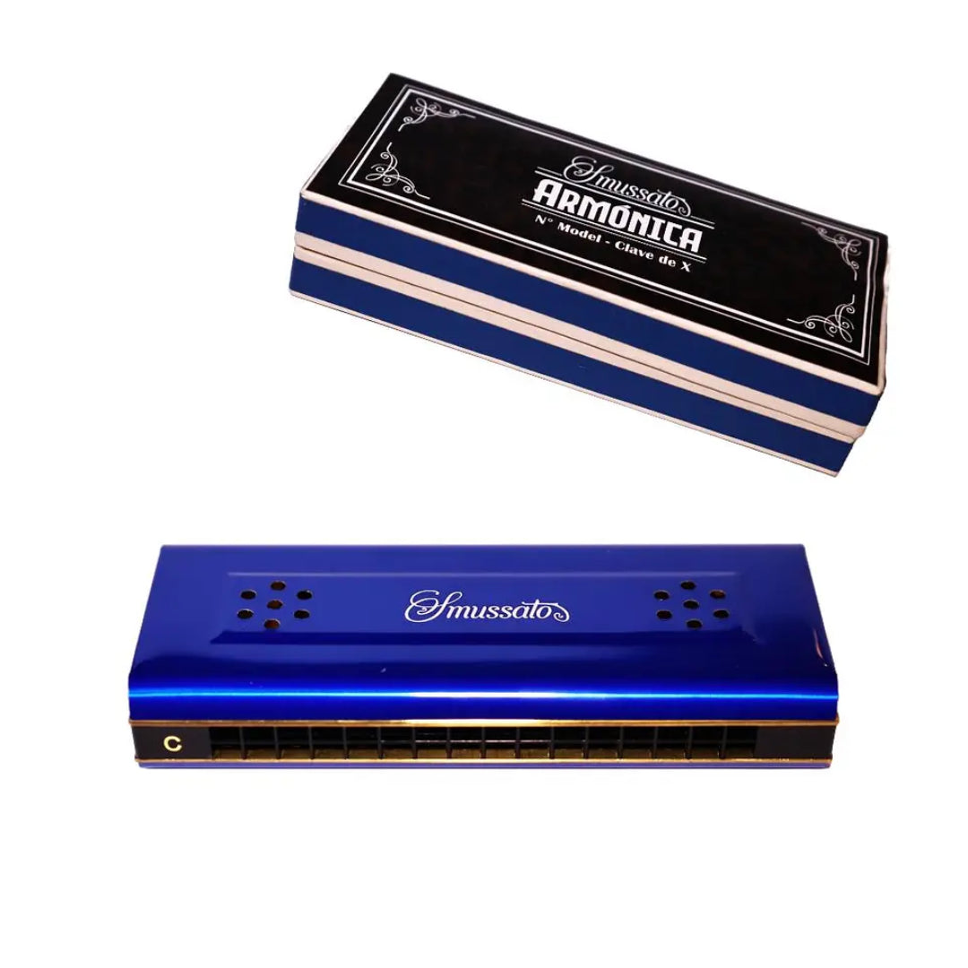 ARMONICA DOBLE TONALIDAD 16 NOTAS AZUL SMUSSATO SM16-2BL
