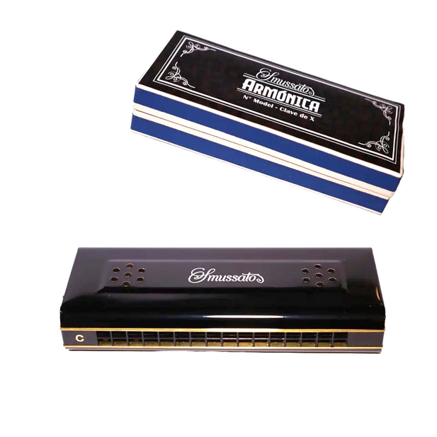ARMONICA DOBLE TONALIDAD 16 NOTAS NEGRO SMUSSATO SM16-2BK