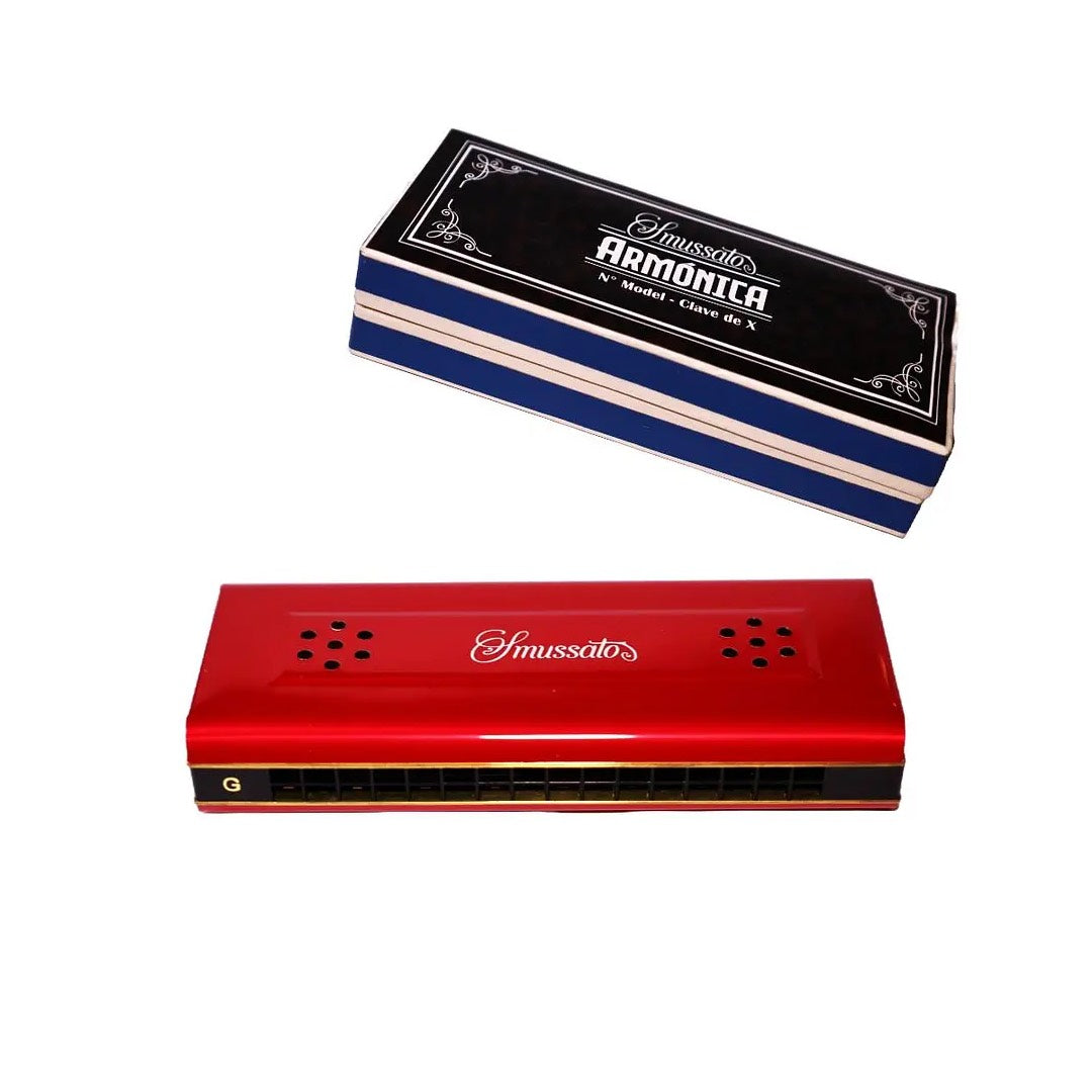 ARMONICA DOBLE TONALIDAD 16 NOTAS ROJO SMUSSATO SM16-2RD