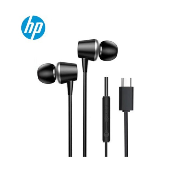 Audífono In-Ear HP DHE-7000C Negro USB Tipo-C con Micrófono y Control