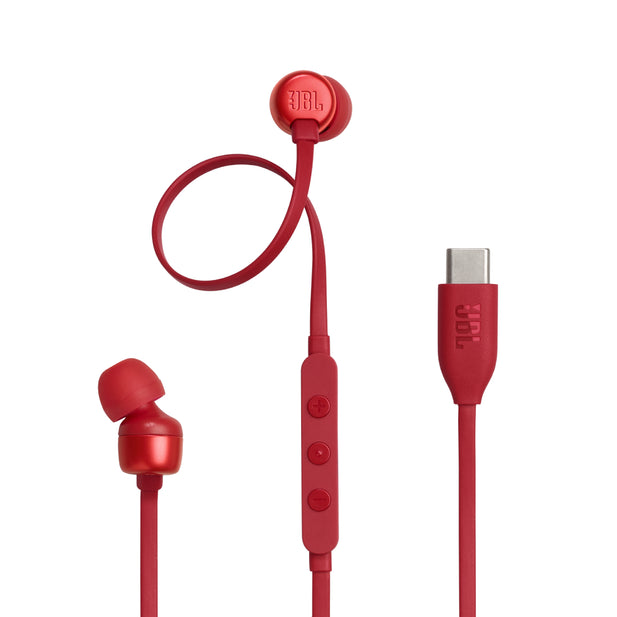 Audífonos JBL Tune 310C USB-C In-Ear Pure Bass Hi-Res Micrófono Integrado Rojo