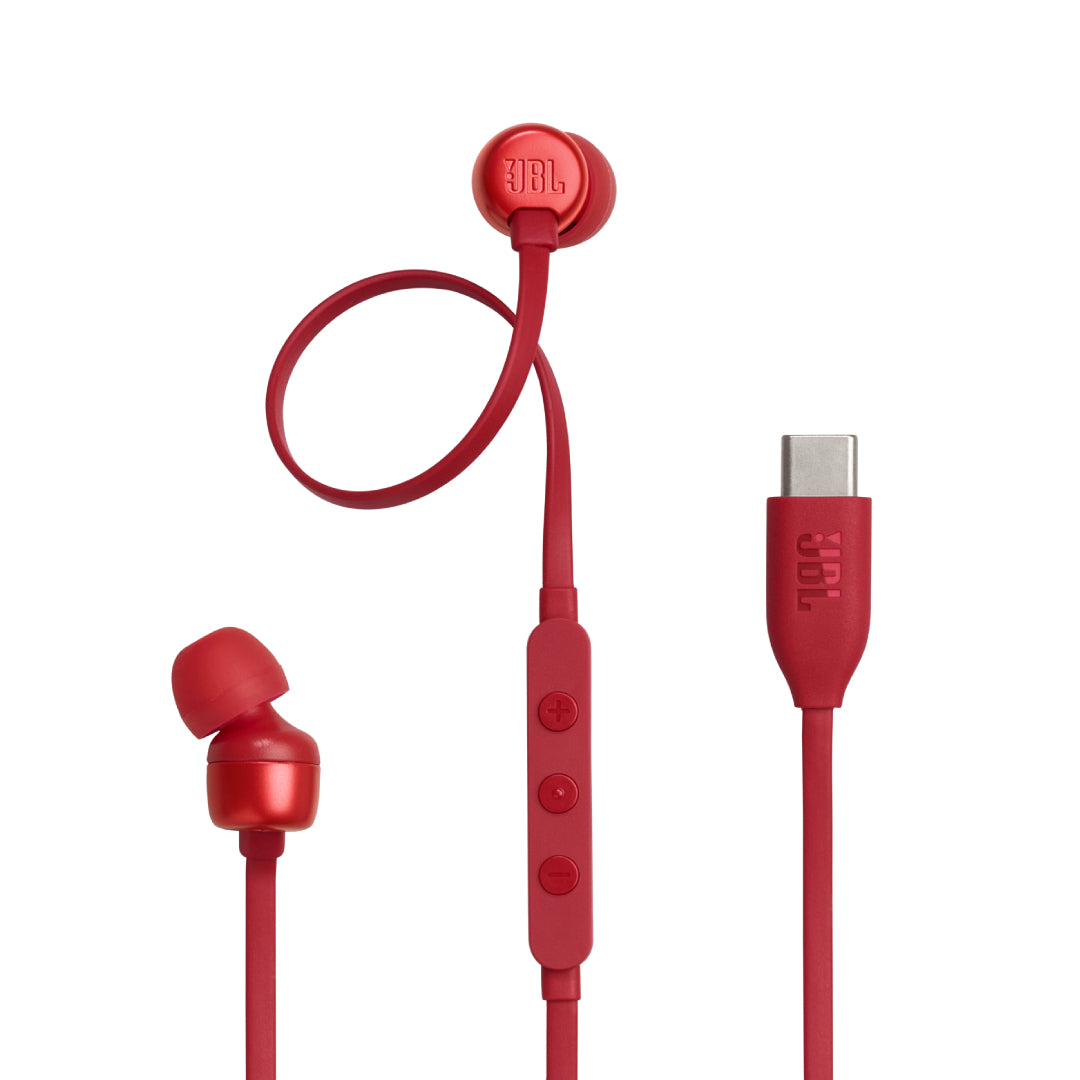 Audífonos JBL Tune 310C USB-C In-Ear Pure Bass Hi-Res Micrófono Integrado Rojo