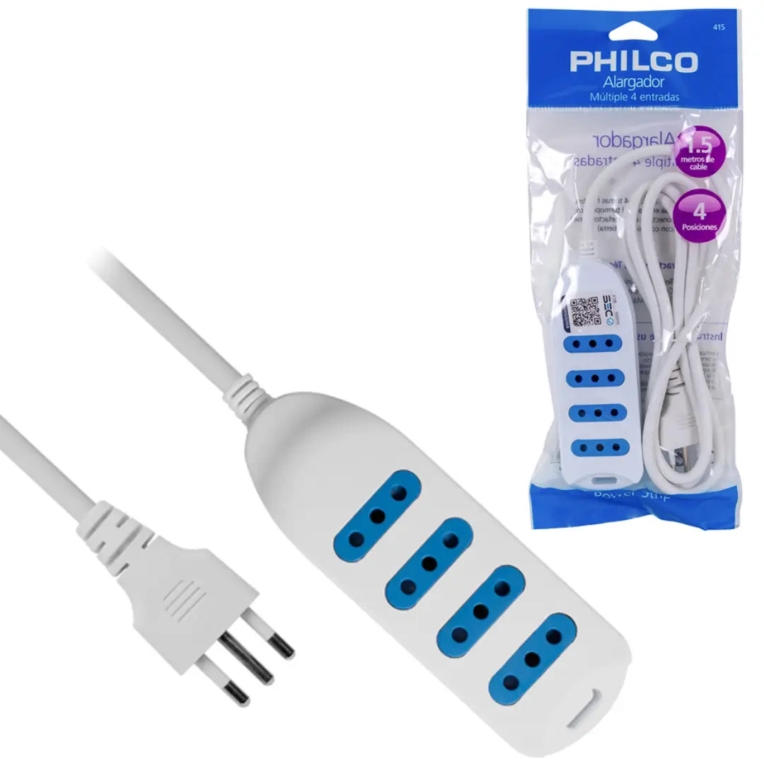 Alargador De Corriente 1.5M 4POS BLANCO PHILCO 415B