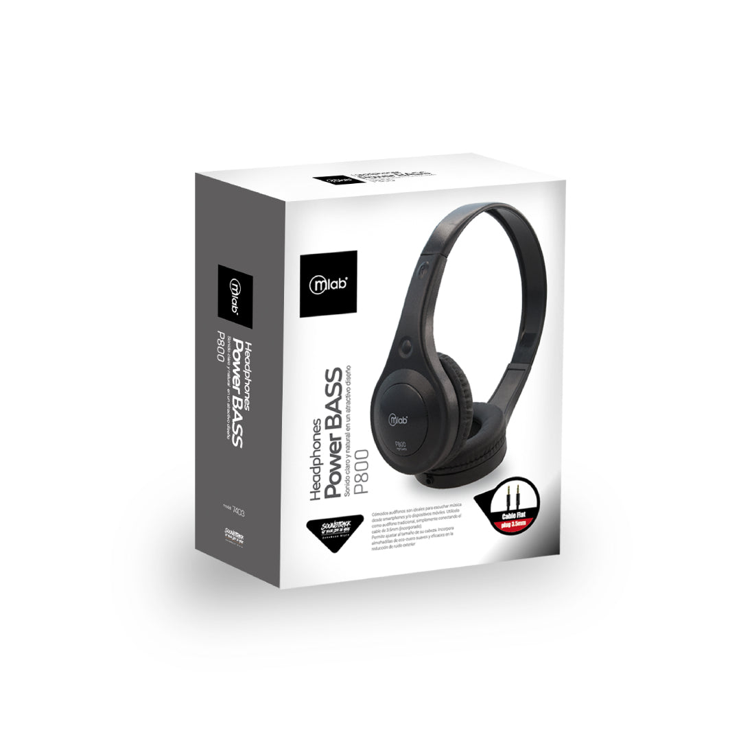 Audífonos P800 Power Bass- Ajustables NEGRO MLAB
