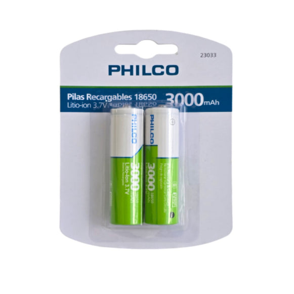 BATERIA RECARGABLE LI-ON X2 18650 3000MAH PHILCO