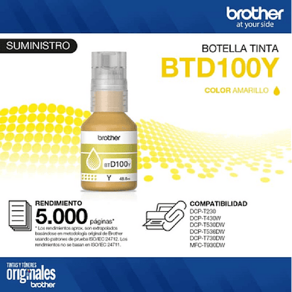TINTA BTD100Y AMARILLA BROTHER