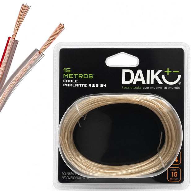 CABLE AUDIO PARA PARLANTE TRANSPARENTE AWG24 15M DAIKU
