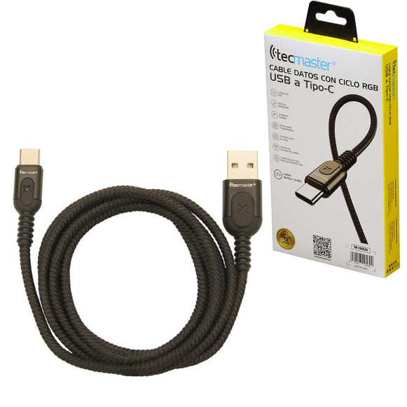 CABLE DATOS CON CICLO RGB USB A C TECMASTER TM-200526