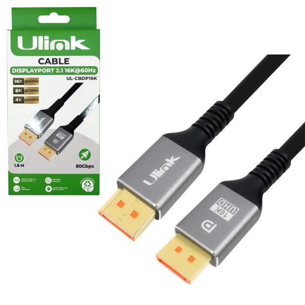 CABLE DISPLAYPORT 2.1 16K 1.8M UL-CBDP16K ULINK