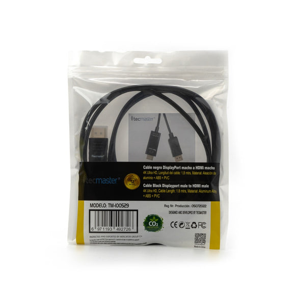CABLE DISPLAYPORT A HDMI 1.8MT TECMASTER TM-100529