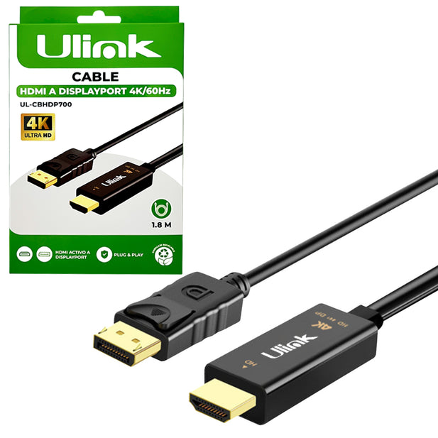 CABLE HDMI A DISPLAYPORT 4K/60HZ 1.8M UL-CBHDP700 ULINK