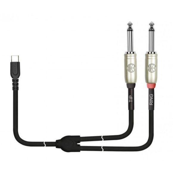 CABLE TIPO-C A 2 PLUG MONO 6.3mm 2 METROS KIRLIN UYC-392-2M-BK