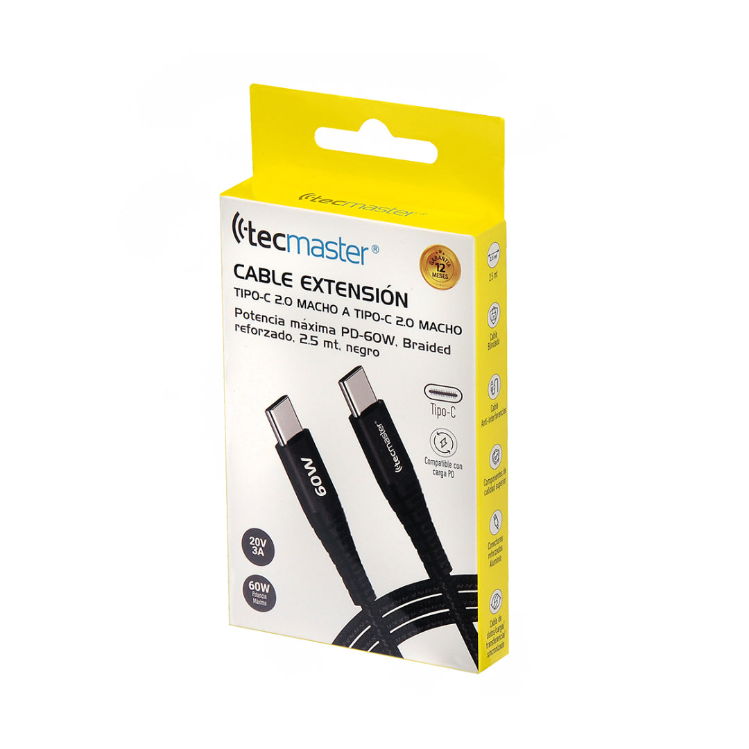 CABLE TIPO C A C 60W 2.5MT TECMASTER TM-200557