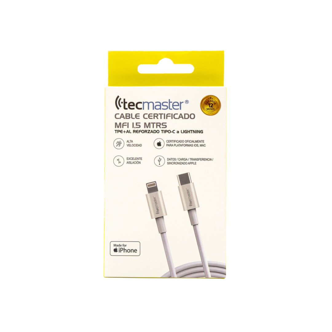 CABLE TIPO C A LIGHTNING 1.5M TECMASTER TM-200535