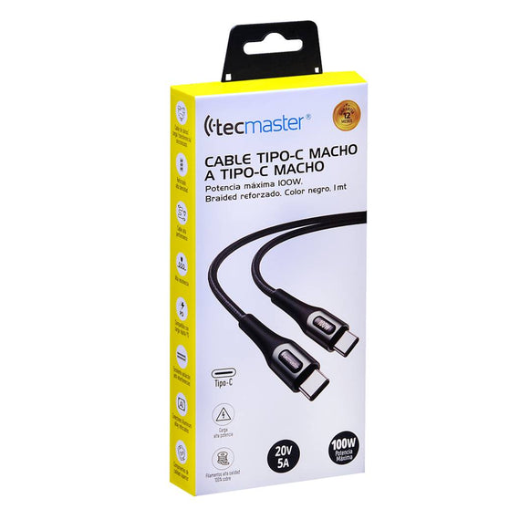 CABLE TIPO C A TIPO C 5A 100W TECMASTER TM-200547