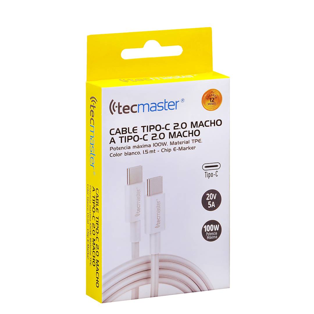 CABLE TIPO C A TIPO C 5A 2.0 100W TECMASTER TM-200531