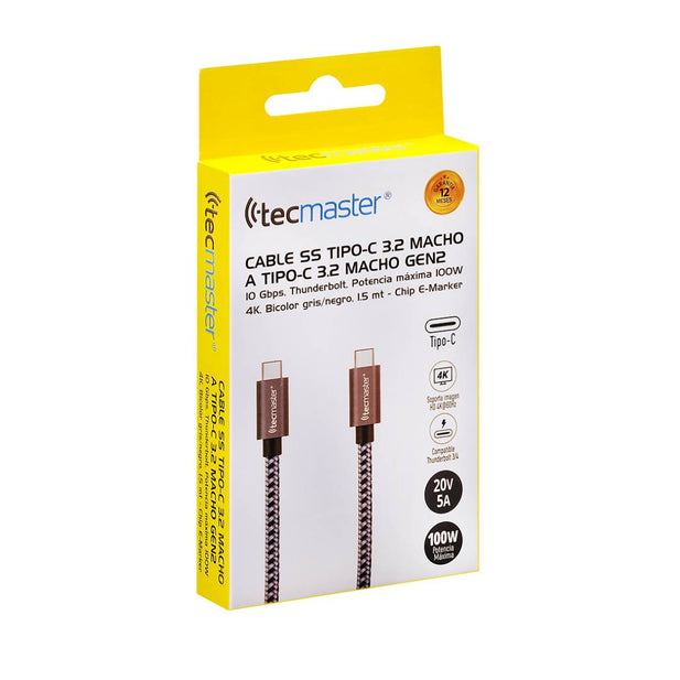 CABLE TIPO C A TIPO C TRENZADO 5A 100W TECMASTER TM-200545