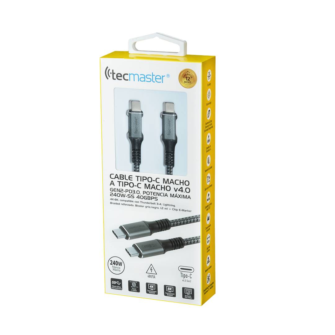 CABLE TIPO C (THUNDERBOLT) 240W TECMASTER TM-200548