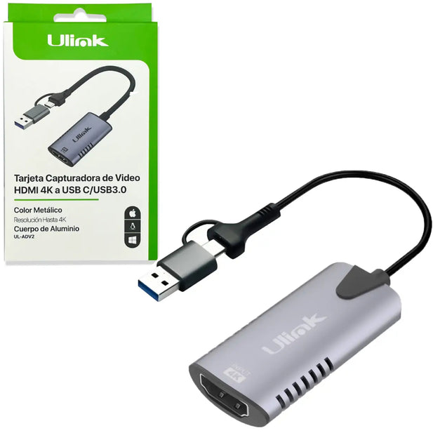CAPTURADOR DE VIDEO USB C/USB 3.0 4K ULINK UL-ADV2