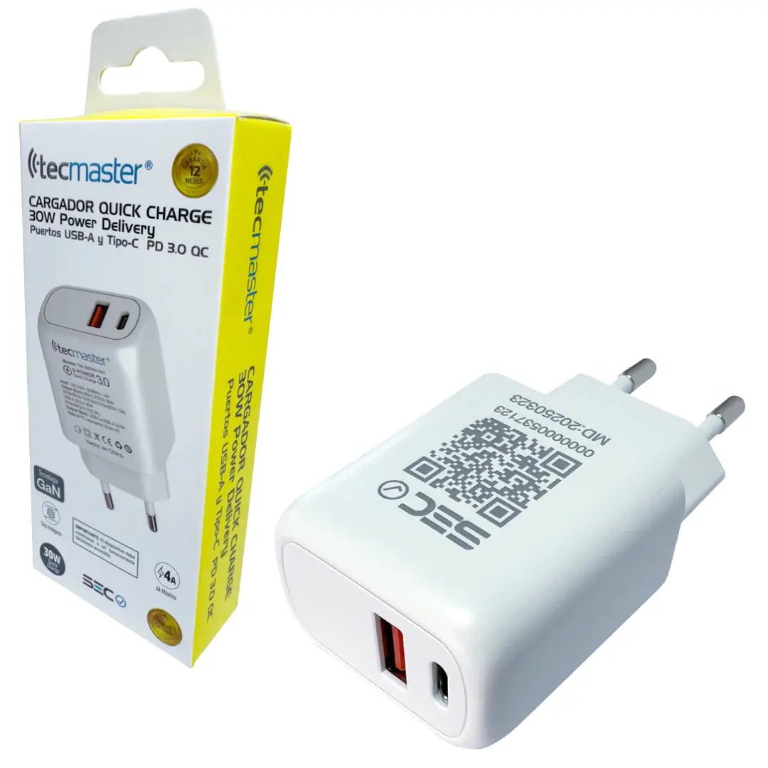 CARGADOR 30W + CABLE USB-C TECMASTER TM-200564