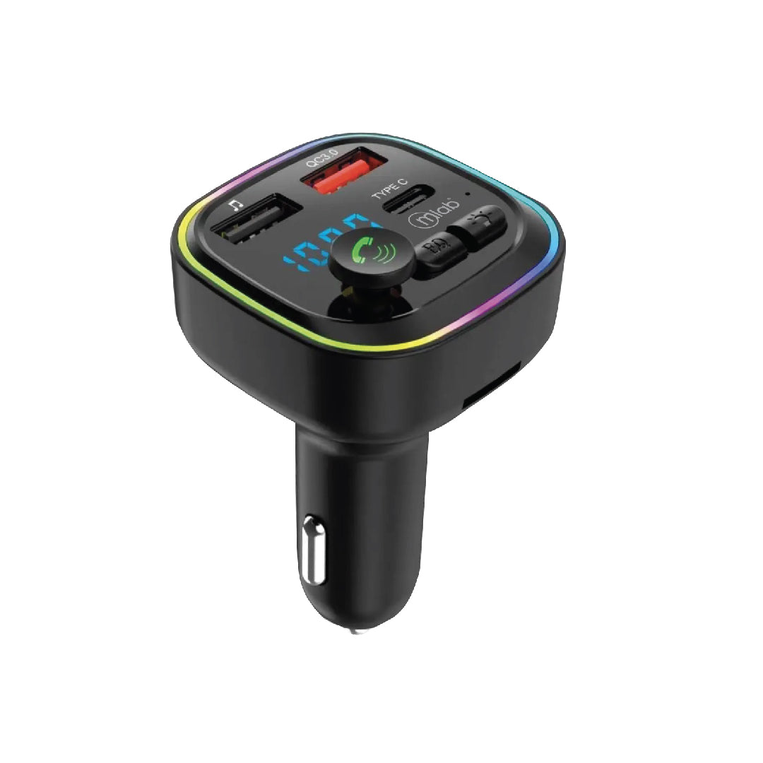 CARGADOR AUTO+ TRANSMISOR FM BT X2 USB + USB C MLAB 9349